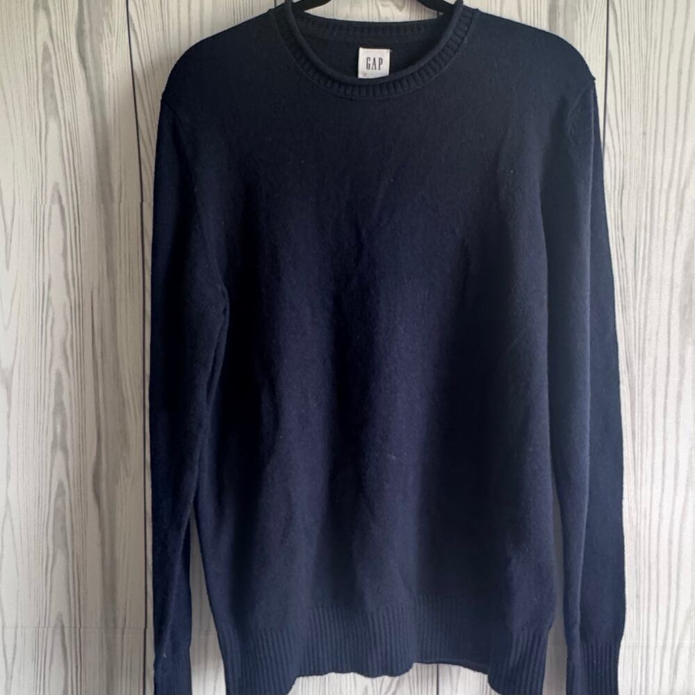 GAP Men's Dark Blue Merino Wool Blend Crew Roll Neck Sweater Size Small